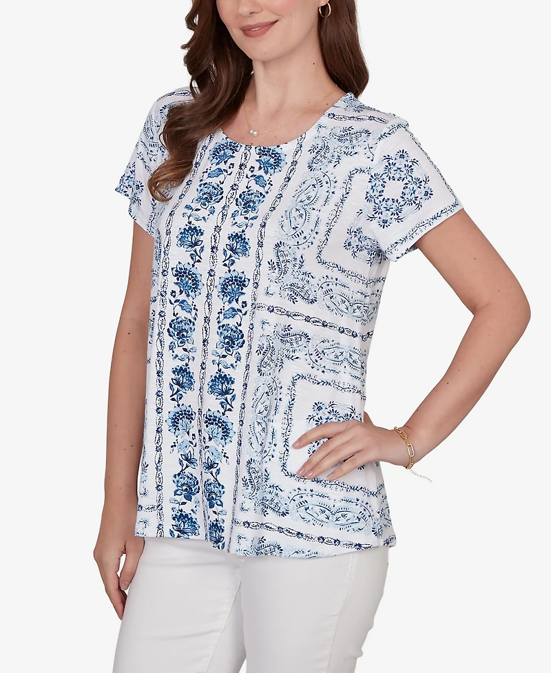 Ruby Rd. Petite Bandana Print Knit T-Shirt