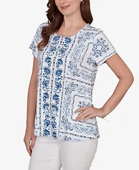 Ruby Rd. Petite Bandana Print Knit T-Shirt