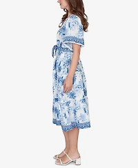 Ruby Rd. Petite Floral Toile Tie-Waist Tiered Dress