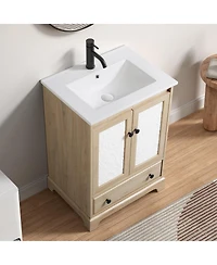 Busdays Bathroom vanity with sink Modern Bathroom Vanity with Ceramic Basin 1 Drawer, Free Standing Bathroom Storage
