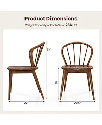 Gouun Set of 2 Wooden Dining Chairs with High Spindle Back and Wide Seat