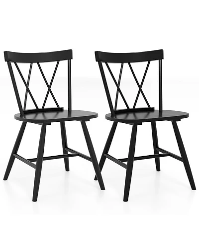 Gouun Set of 2 Farmhouse Kitchen Dining Chairs with Rubber Wood Frame