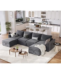 gaomon Sectional Sleeper Sofa with Pull-Out Bed