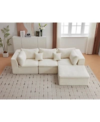 gaomon 110" Cloud Sectional Sofa, L-Shaped Boneless Couch with Ottoman, 3-Seat Modular Sofa