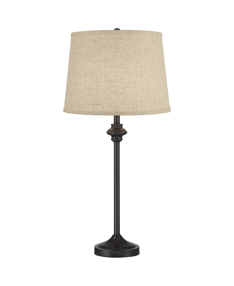 360 Lighting Lynn 26" Tall Skinny Buffet Modern Table Lamps Set of 2 Finish Metal Burlap Linen Shade Living Room Bedroom