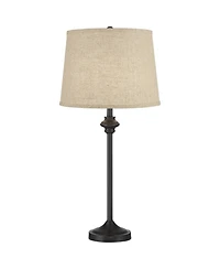 360 Lighting Lynn 26" Tall Skinny Buffet Modern Table Lamps Set of 2 Finish Metal Burlap Linen Shade Living Room Bedroom