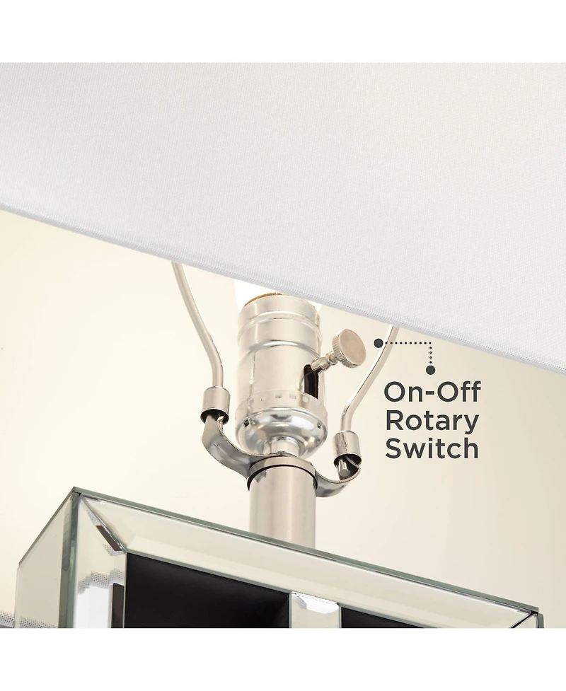 360 Lighting 29" Tall Rectangular Modern End Table Lamp Mirrored Glass Finish Metal Living Room Bedroom