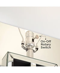 360 Lighting 29" Tall Rectangular Modern End Table Lamp Mirrored Glass Finish Metal Living Room Bedroom