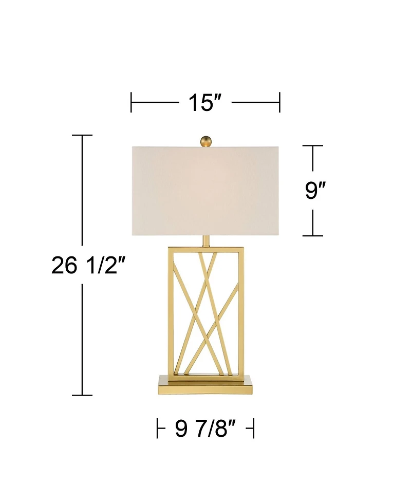 360 Lighting Claudia 26 1/2" Tall Open Metal Base Modern Glam Table Lamps Set of 2 Gold Finish Shade Living Room Bedroom
