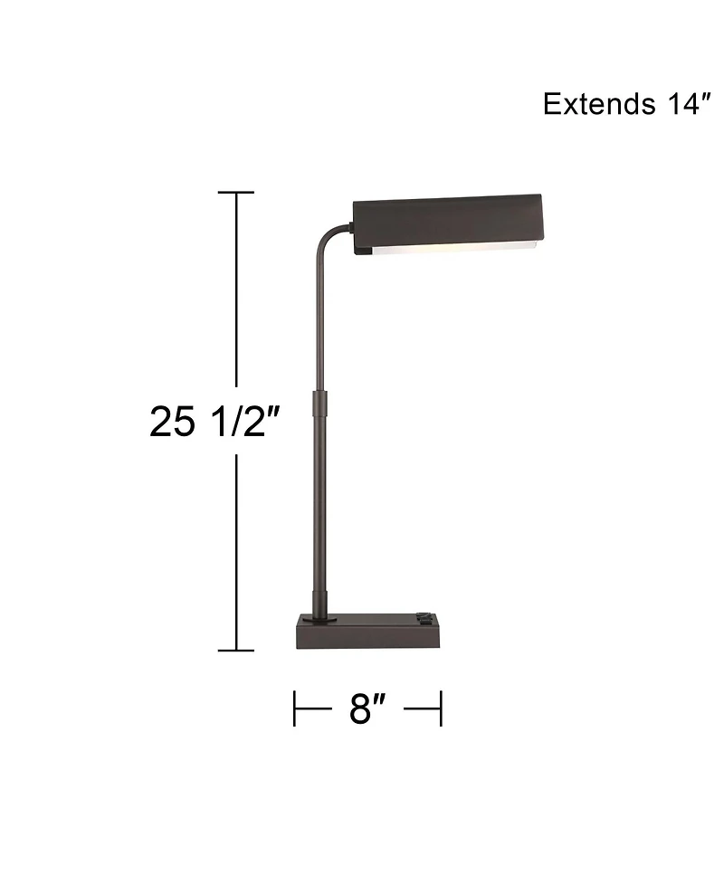 360 Lighting Harris 25 1/2" High Pharmacy Modern Desk Lamp Usb Port Ac Power Outlet Finish Metal Home Office Charging