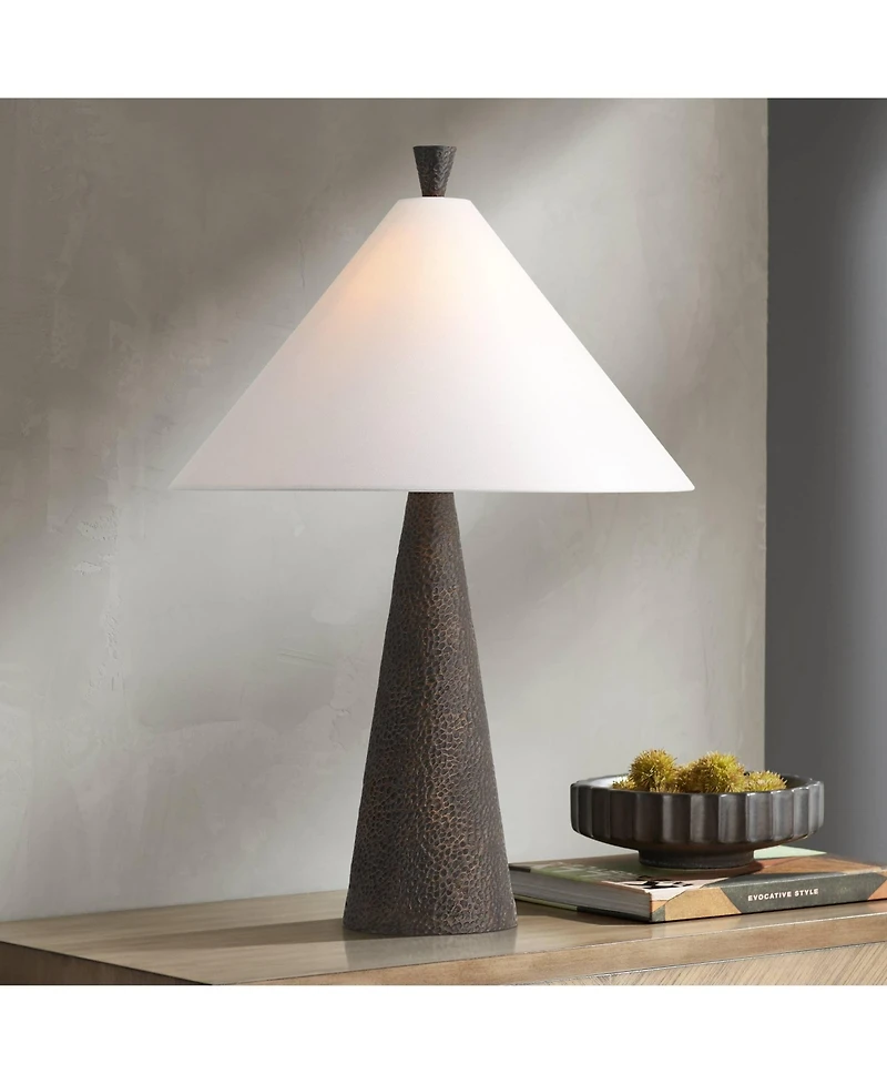 Possini Euro Design June 27" Tall Cone Modern Scandinavian 3-Way Table Lamp Finish Metal Single Shade Living Room Bedroom