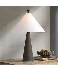 Possini Euro Design June 27" Tall Cone Modern Scandinavian 3-Way Table Lamp Finish Metal Single Shade Living Room Bedroom