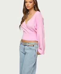 Edikted Women's Lillia V Neck Wrap Sweater
