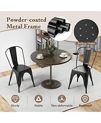 Gouun Set of 4 Metal Dining Chairs with Removable Backrest