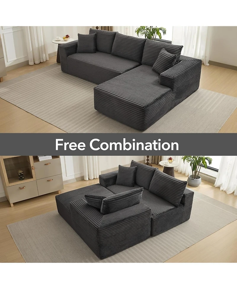 gaomon 108" Cloud Sectional Sofa, L-Shaped Couch with Deep Seat, Corduroy