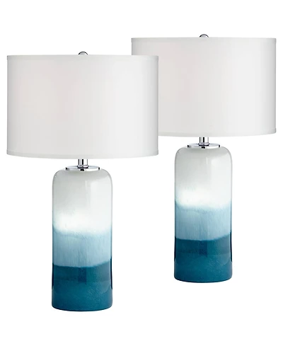Possini Euro Design Roxanne 25" High Modern Table Lamps Set of 2 Led Night Lights Glass Living Room (Colors May Vary)