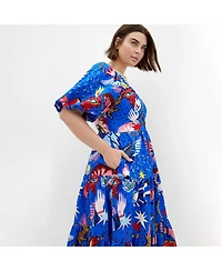 City Chic Women's Simona Print Puff Sleeve Dress