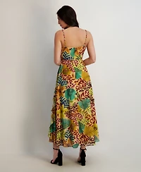 Siena Women's Printed Chiffon V-Neck Dress