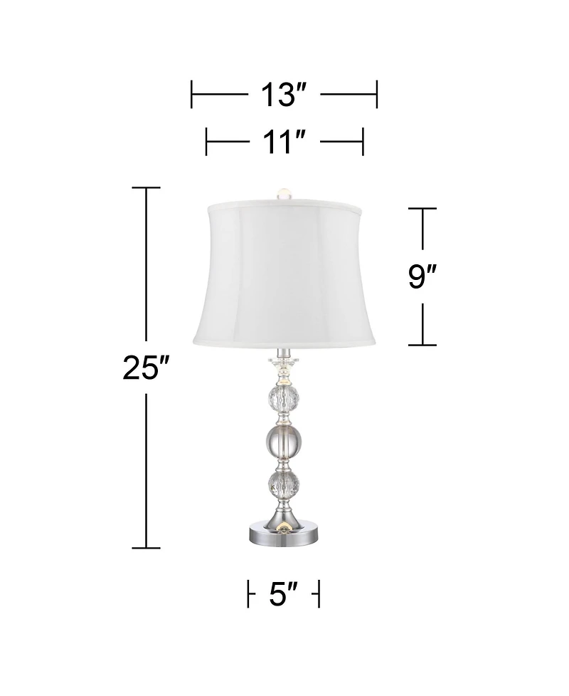 360 Lighting Solange 25" High Modern Luxe Table Lamps Set of 2 Finish Metal Stacked Crystal Living Room Bedroom