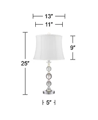 360 Lighting Solange 25" High Modern Luxe Table Lamps Set of 2 Finish Metal Stacked Crystal Living Room Bedroom