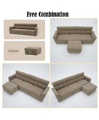 Homsee 4-Piece L-Shaped Sectional Sofa with High Backrest | Premium Chenille Upholstery