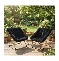 gaomon Rabbit Fur Saucer Chair, Foldable Lounge Chair with Metal Frame, Comfy Accent for Kids, Teens and Adults, No Assembly, Indoor Sofa Seat