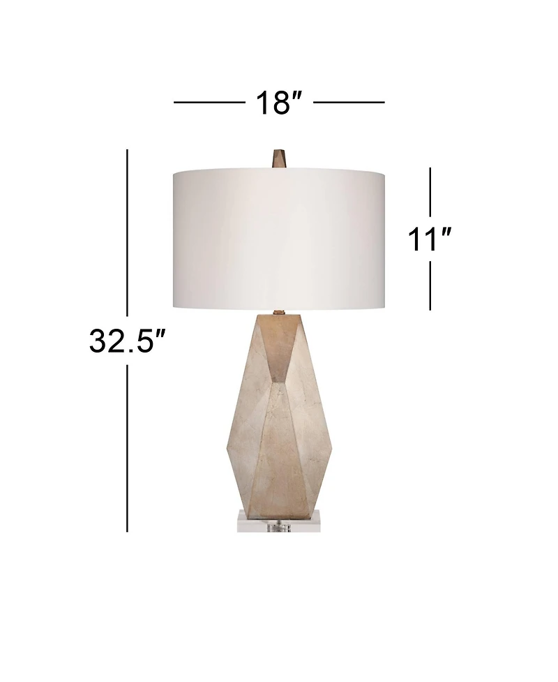 Possini Euro Design 32 1/2" Tall Geometric Mid Century Modern End Table Lamps Set of 2 Champagne Gold Living Room Bedroom