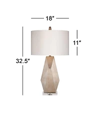 Possini Euro Design 32 1/2" Tall Geometric Mid Century Modern End Table Lamps Set of 2 Champagne Gold Living Room Bedroom