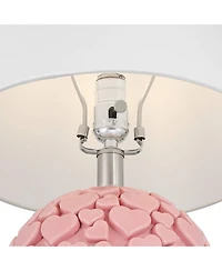360 Lighting Aurora 17 1/4"H Hearts Ceramic Table Lamp Set of 2 with Dimmer