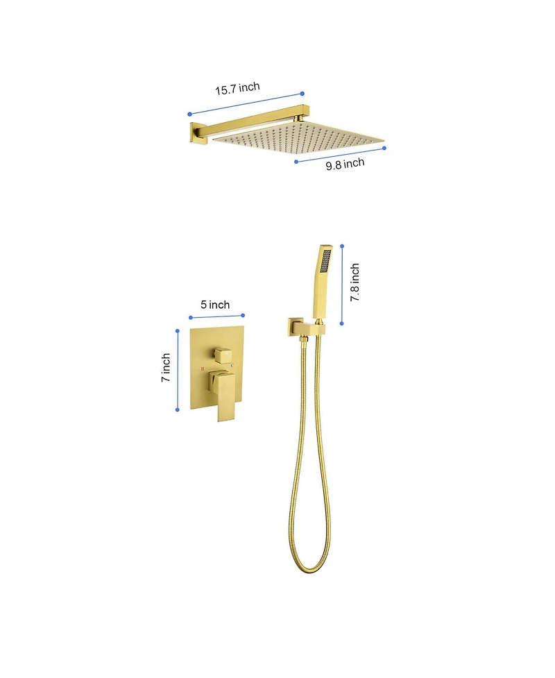 Busdays Wall Mount Rainfall Shower Head, 10-Inch Stainless Steel Rain Shower System with Adjustable Angle