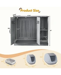 Zeus & Ruta Cat Litter Box Cabinet with Power Outlet Hidden Modern Furniture for Large Automatic Litter Boxes with Litter Catcher