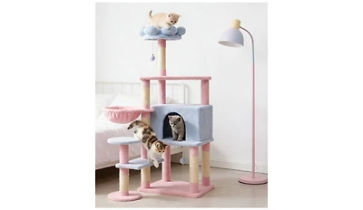 Zeus & Ruta Flower Cat Tree With Large Condo Removable Cushion Hammock