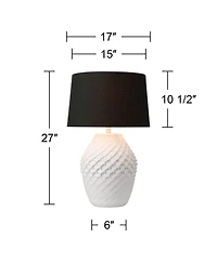 360 Lighting Simon 27" Tall Modern 3-Way Table Lamp Textured Geometric Pattern Finish Living Room Bedroom