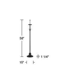 360 Lighting Dyna Traditional 58" Tall Standing Floor Lamp Base Skinny Pole Pull Chain