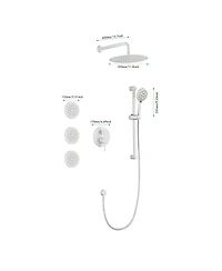 Busdays Complete Shower System with Rainfall Shower Head, Hand Shower, Slide Bar, 3 Bodysprays, Valve Trim and Lever Handles