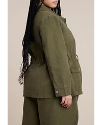 Eloquii Women's Drawstring Waist Cargo Jacket