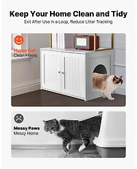 Gouun Hidden Cat Litter Box Cabinet with Storage Shelves and Metal Legs