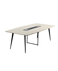 Gouun 8 ft Boat Shaped Conference Table for 10 Person with Charge Station, Modern Office Meeting Desk