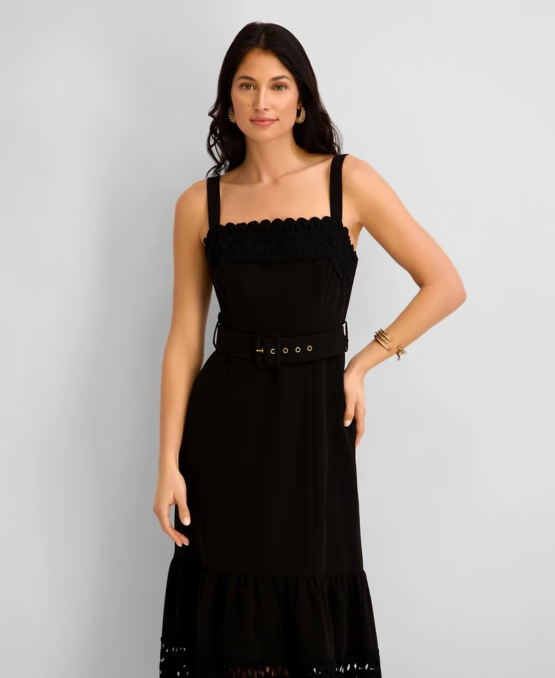 Kensie Women's Soft Touch Gab Square Neck Dress