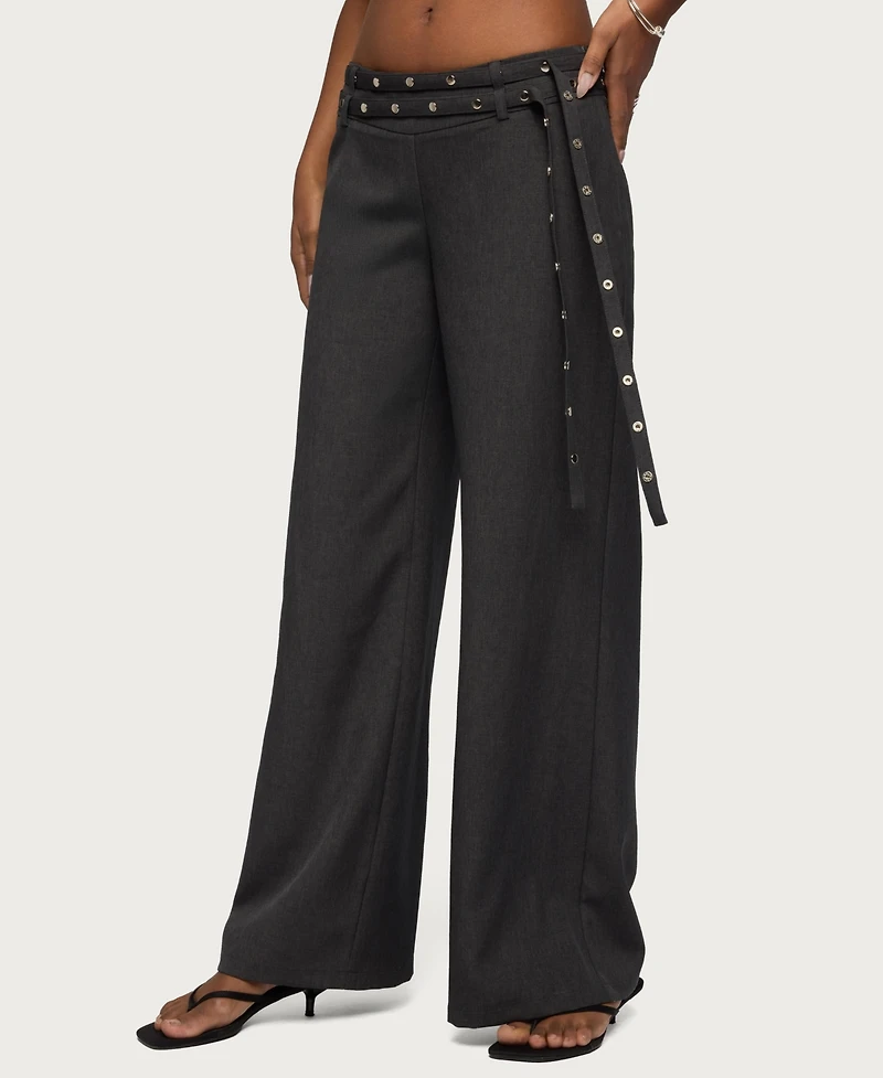 Edikted Women's Cruz Double Belt Baggy Tailored Pants