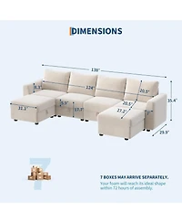 Gaomon Modular Sectional Sofa-Cloud Sectional Couches- Couch Sectional with Large Storage and Ottoman for Living Room, L-Shape