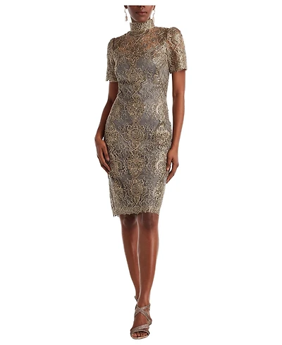 Tadashi Shoji Women's Marise Sequin Embroidered Illusion Dress