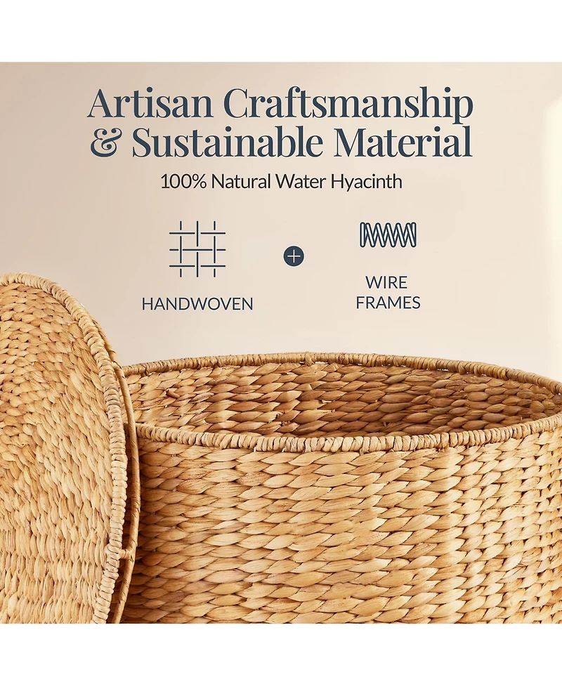 Best Choice Products Large Round Storage Ottoman W/ Lid, Handwoven Water Hyacinth Footstool