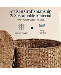 Best Choice Products Large Round Storage Ottoman W/ Lid, Handwoven Water Hyacinth Footstool