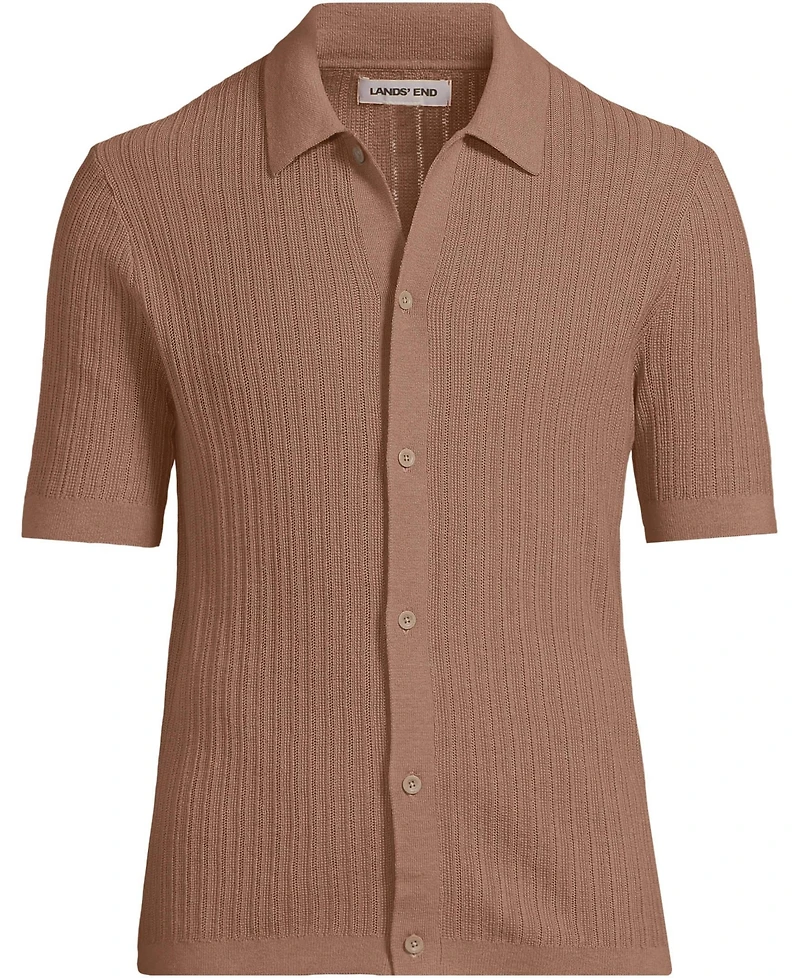 Lands' End Men's Short Sleeve Lightweight Button Through Polo Shirts