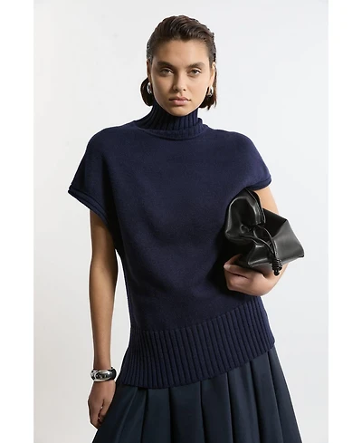 Karen Millen Women's High Neck Knitted Tunic Top