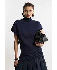 Karen Millen Women's High Neck Knitted Tunic Top