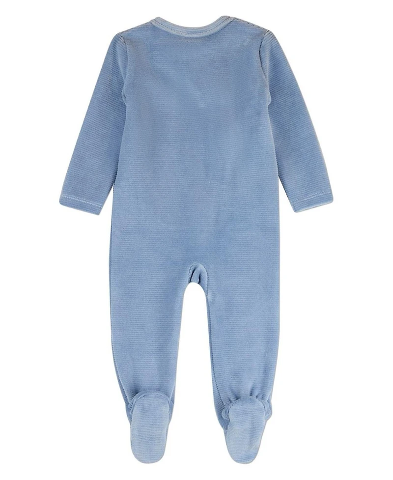 MeMoi Baby Boys "Star Cluster" Cotton-Rich Mini-Ribbed Velour Footie