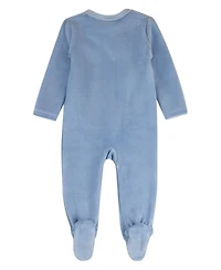 MeMoi Baby Boys "Star Cluster" Cotton-Rich Mini-Ribbed Velour Footie
