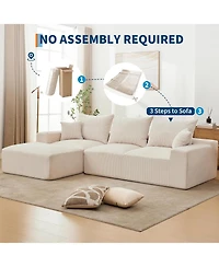 Gaomon Cloud Sectional Couch with Throw Pillows- Large L-Shaped Corduroy Sofa- Left Chaise
